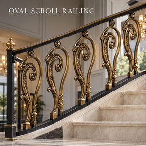 Rampe ovale en bronze à motifs courbes pour escaliers et balcons, balustrade et main courante métalliques - Product Image 1