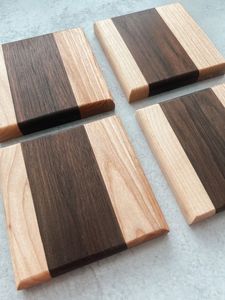 Juego de Posavasos de Madera Natural, Diseño Rectangular Hecho a Mano, Accesorio de Cocina Duradero, Estilo Clásico H a CRAFT - Product Image 6