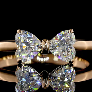Rose Gold Heart Cut Diamond Bowknot Engagement <b>Ring</b> Women's Cute <b>Fine</b> Jewelry - Product Image 4