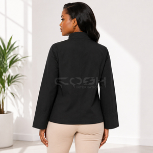 Chaqueta Blanca con Cuello Mandarín para Mujer, Bordada a Medida, Manga Regular, Transpirable, de Poliéster Tejido, Informal de Primavera, Sin Forro - Product Image 3