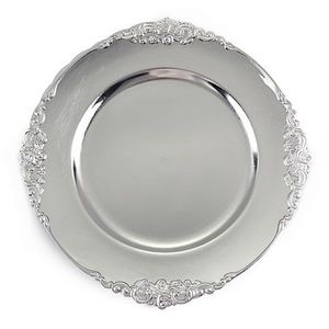 Assiettes de service rondes de 13 pouces pour banquet, style vintage, bord floral en relief - Product Image 2
