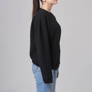 Sweat-shirt à col rond uni de qualité export, grande taille, coupe ample, personnalisable pour femme, 100 % coton molletonné respirant et doublé - Product Image 3