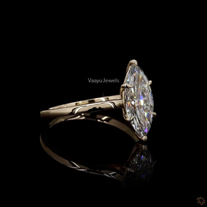 Bague de fiançailles pour femme en or blanc avec diamant taille marquise, style classique, diamant solitaire certifié IGI - Product Image 4