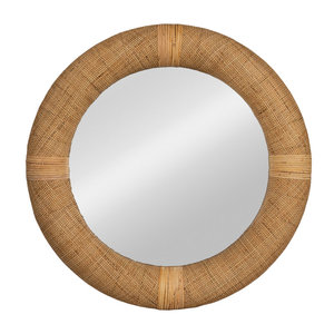 Espejo de pared redondo de ratán - Product Image 1