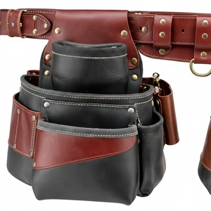 เข็มขัดเครื่องมือหนังแท้คุณภาพพรีเมียมสำหรับช่างไม้ ช่างซ่อมบำรุง และช่างไฟฟ้า พร้อมสายสะพายและกระเป๋าคาดเอว ราคาประหยัด - Product Image 3