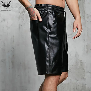 In One Solid Black Color Comfortable & Stylish Premium Quality Fashion Wear Fully Customized Made In Pakistan <b>Leather</b> <b>Shorts</b> - Product Image 2