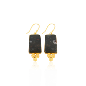 Pendientes Clásicos de Piedra de Sangre, Pendientes Colgantes de Latón Chapado en Oro Amarillo, Elegantes Pendientes de Latón, Fabricante Mayorista - Product Image 1