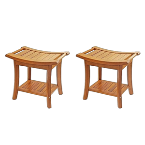 Banco de Ducha de Bambú de Diseño Sencillo Directo de Fábrica, Silla de Baño con Estante, Organizador Impermeable de Madera para Spa y Baño - OFERTA - Product Image 3