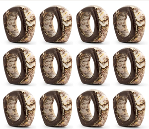 Anneaux de serviette en résine transparente haut de gamme faits à la main, écologiques et durables, motif tourbillon unique, vaisselle de luxe moderne pour mariage - Product Image 1