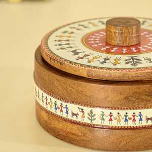 Pot à chapati moderne de luxe, écologique, en bois, résistant à l'humidité, grande capacité avec couvercle, pour réfrigérateur et cuisine - Product Image 3