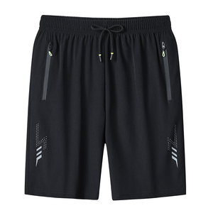 2026 New Design Men's Black Quick Dry Bermuda Sports <b>Shorts</b> <b>With</b> <b>Zip</b> Pockets Drawstring Waist Sporty Style - Product Image 6