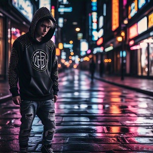 เสื้อฮู้ดแขนยาวผ้าฟลีซโอเวอร์ไซส์ผ้าคอตตอน100% สไตล์วินเทจใส่ได้ทั้งชายและหญิงพร้อมกระดุมเสื้อสวมหัวเป็นมิตรต่อสิ่งแวดล้อม - Product Image 2