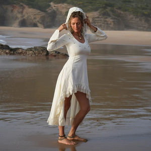 Vestido Boho para Ceremonia, Vestido de Algodón con Encaje, Estilo Fluido y Asimétrico, Ligero, para Playa, Festival, Verano - Product Image 1