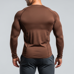 T-shirts basiques à col rond pour hommes, manches longues, couleurs unies personnalisables, pour l'été, taille OEM - Product Image 2