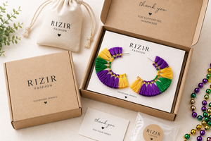 Pendientes de Aro con Borlas de Mardi Gras de Rizir Fashion, Chapados en Oro de 14K, Hilo de Seda, Geométricos, Religiosos, Cristianos, para Mujer - Product Image 4