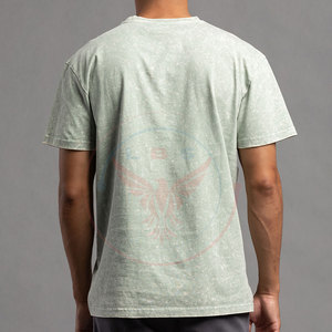 เสื้อยืดผู้ชายแบบย้อมสีเอซิด พิมพ์โลโก้ตามสั่ง ขายส่ง ผ้าฝ้าย 100% คุณภาพดี เป็นมิตรกับสิ่งแวดล้อม แขนสั้น สไตล์ลำลอง - Product Image 2