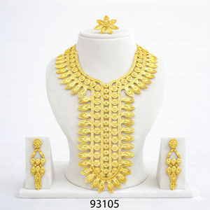 ชุดเครื่องประดับ MOLL JEWELLERS ทองชุบ 24k ดีไซน์กลีบดอกไม้ขนาดใหญ่ ประดับเพชรซิคอน วัสดุโลหะผสมสังกะสี สำหรับงานแต่งงาน ประกอบด้วยต่างหูและสร้อยคอ - Product Image 5