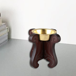 Brûleur d'encens arabe de luxe en bois avec coupelle en laiton, porte-bakhoor traditionnel, brûleur de charbon d'oud, décoration d'intérieur - Product Image 2