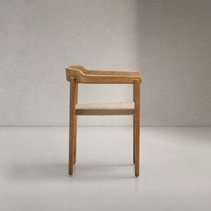 Scandinavian Teak Wood <b>Garden</b> Chair With Woven Seat Tapered Legs Outdoor Furniture Durable Wood Frame - Vape - Product Image 6