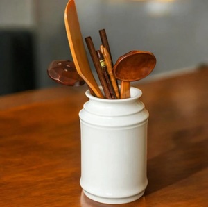 Classic Ceramic <b>Utensil</b> <b>Holder</b> Glossy Smooth Finish Wide Mouth Design Sturdy Heat Resistant <b>Kitchen</b> Counter Storage Organizer - Product Image 3