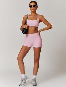 Conjuntos Deportivos de 2 Piezas para Mujer, con Logotipo Personalizado, al por Mayor, Sólidos, Cómodos, sin Costuras, para Gimnasio, Fitness, Tallas Grandes, Transpirables, para Yoga - Product Image 3