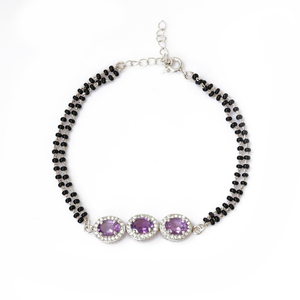 925 Silver Elegant Purple <b>Amethyst</b> Bead <b>Bracelet</b> Handmade For Bezel Setting Women Gift Jewelry Handmade Classic Jewelry Gift - Product Image 1
