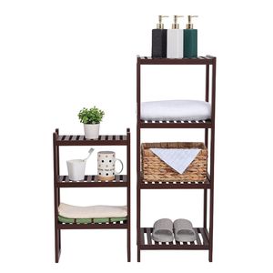 Scaffale da Bagno RT 100% Bambù Marrone Scuro 72x43.5x160.7cm con Ripiano Rimovibile a 7 Livelli Multifunzionale Installazione a Incasso - Product Image 1