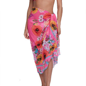 Cubrebikini para mujer, falda pareo estampada, ligera, de gasa, para vacaciones de verano y resort - Product Image 1
