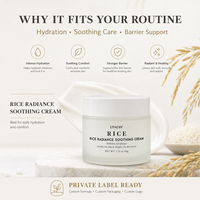 Crème Hydratante à l'Extrait de Riz Marque Blanche avec Centella et Niacinamide pour le Soin de la Barrière Cutanée Apaisante