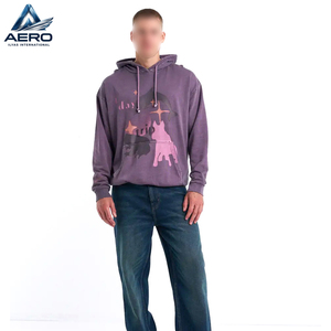 Sudadera con capucha gráfica vintage de lavado ácido al por mayor para hombre, personalizada, de forro polar grueso y extragrande - Product Image 3