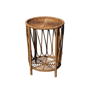 Eco-friendly Flat Rope Round Side <b>Table</b> - Durable Iron Frame 2-Tier <b>Patio</b> Accent <b>Table</b> - Product Image 6