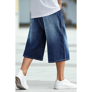Pantalones Cortos de Mezclilla con Lavado Ácido Personalizados, Unisex, Estilo Urbano, Corte Holgado, Vintage, de Algodón, OEM - Product Image 3