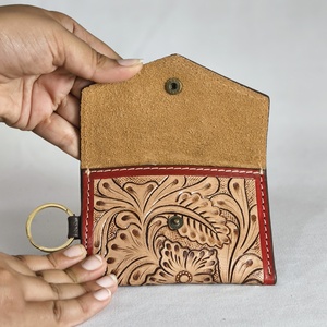 Cartera de Mujer de Cuero Genuino, Impermeable, con Diseño Floral, Anti-Robo, con Porta Tarjetas, Botón, Corta, Portátil y Multifuncional - Product Image 3
