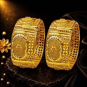 Brazalete Kada Abrible Chapado en Oro de 14K, 18K, 24K al por Mayor, Brazalete de Latón de Moda Estilo Dubái, Joyería Nupcial Árabe - Product Image 2