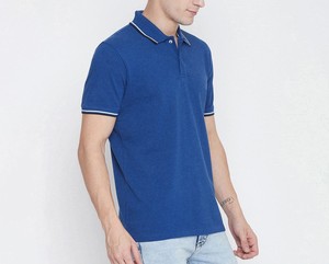 เสื้อเชิ้ตแขนสั้นผู้ชาย คอปกคลาสสิก ผ้าฝ้าย 100% ระบายอากาศได้ดี พิมพ์ลายลำลอง รับผลิตตามแบบ (OEM) ขายส่ง สีน้ำเงิน - Product Image 2