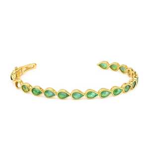 Natural Vintage Style Pear Emerald Charm <b>Bracelet</b> 925 Sterling Silver 14K Gold Plated Luxury Fine Jewelry Gift - Product Image 6