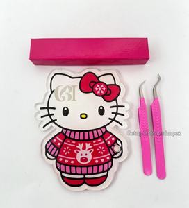 Pinzas de Punta Acrílica con Recubrimiento en Polvo Rosa Intenso, Llavero Rojo de Hello Kitty, Logotipo Personalizado, Almacenamiento Multifuncional para Pegamento de Pestañas, Belleza - Product Image 3