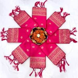 Elegante Sari de Algodón y Seda Magenta, Prenda Tradicional para Fiestas de Invierno, Sari Indio para Mujer, Colección Étnica de Lujo, Sin Arrugas - Product Image 6