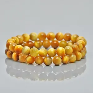 Natural Star Tiger Eye 8mm Smooth Round AA Grade Gemstone Beads <b>Stretch</b> <b>Bracelet</b> Healing Jewelry Wholesale - Product Image 2