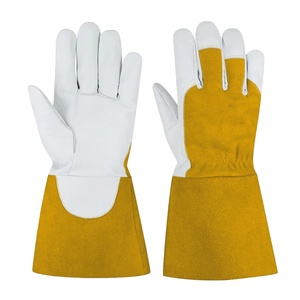 Customizable Cowhide Leather Welding <b>Gloves</b> <b>Knit</b> Wrist Cuff Waterproof Anti-Vibration Anti-Slip 7oz Thickness 26cm Length - Product Image 5