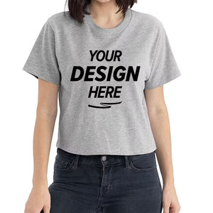 Hot Trending Women <b>Crop</b> T-Shirt Summer Short Sleeve Double Lined Seamless Fit Crew Neck Solid Cropped Tee Shirt Wholesale Bulk - Product Image 5