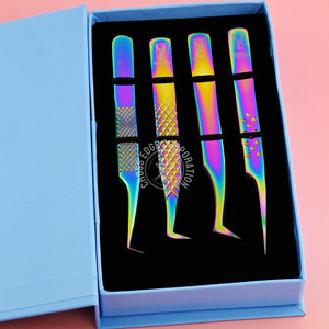 Pinzas de volumen antideslizantes curvadas 90 a granel con etiqueta privada, pinzas de extensión de pestañas personalizadas, punta recta ligera de acero inoxidable - Product Image 1