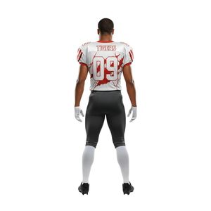 Ventes en gros de maillots de football américain en tissu mesh blanc et noir, respirants et anti-transpiration, pour les matchs de championnat - Product Image 3