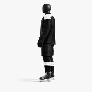Conjunto de Uniforme de Hockey sobre Hielo Unisex, Negro y Blanco, Manga Larga, Cuello en V, Absorbe la Humedad, Corte Regular, 100% Poliéster, Talla Adulto - Product Image 5