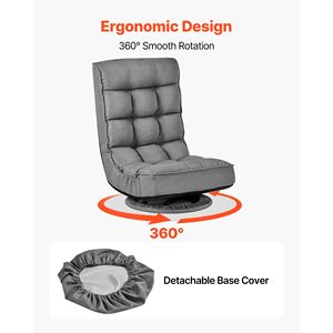 Chaise de jeu pivotante avec repose-pieds, rotation à 360 degrés, 4 positions réglables, dossier pliable, cadre en métal - Product Image 5