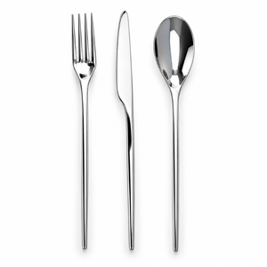 Ensemble de couverts en acier inoxydable poli miroir de qualité supérieure, collection de salle à manger en trois pièces | Ensemble élégant de fourchettes, couteaux et cuillères en argent pour la table - Product Image 1