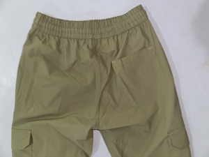 <b>Khaki</b> <b>Men</b> Solid Flat Front Midweight <b>Cargo</b> <b>Pants</b> Casual Full Length Elastic Waist Drawstring Plus Size <b>for</b> Spring Autumn - Product Image 3