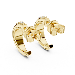 Pendientes de Aro Dorados con Piedras Redondas, Joyería Geométrica Elegante para Bodas, Fiestas y Uso Diario - Product Image 2