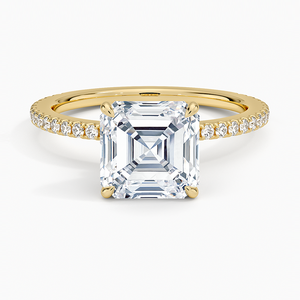 Anillo de Compromiso Solitario con Moissanita de Corte Asscher de 2 Quilates y Halo Oculto - Product Image 1