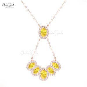 High Quality 1.80CTW Yellow Sapphire Cocktail <b>Necklace</b> 14K Solid Gold Diamond Trendy Womens <b>Statement</b> Chain <b>Necklace</b> on Discount - Product Image 1